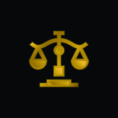 Balance gold plated metalic icon or logo vector