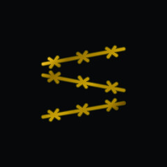 Barbed Wire gold plated metalic icon or logo vector