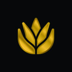 Aloe Vera gold plated metalic icon or logo vector
