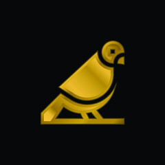 Bird gold plated metalic icon or logo vector