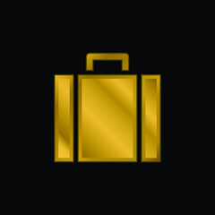 Briefcase gold plated metalic icon or logo vector