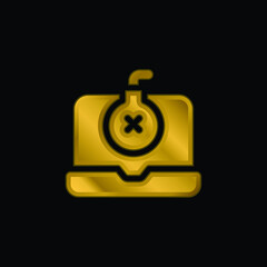 Bomb gold plated metalic icon or logo vector