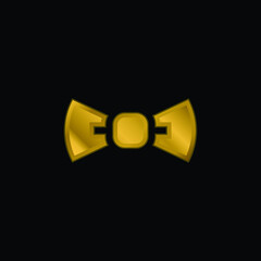 Bow Tie gold plated metalic icon or logo vector