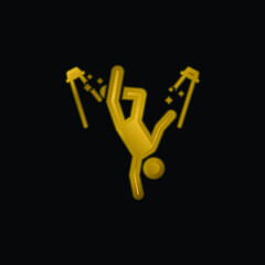 Break Dance gold plated metalic icon or logo vector