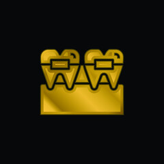Braces gold plated metalic icon or logo vector