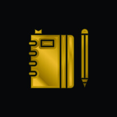 Book gold plated metalic icon or logo vector