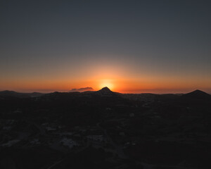 drone shot sunset in the mountains milos adamas