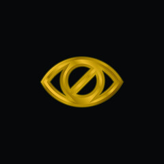 Blind Eye Sign gold plated metalic icon or logo vector