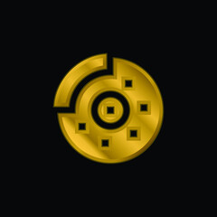 Brake gold plated metalic icon or logo vector