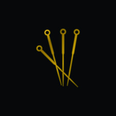 Acupuncture Needles gold plated metalic icon or logo vector