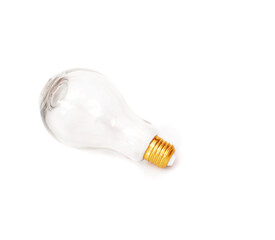 Glass vase in the form of a light bulb isolated on white background