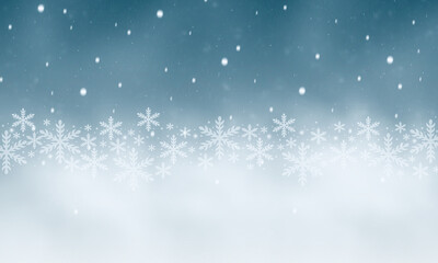 Blue christmas background for holiday card with snow.