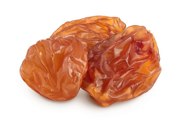 Brown raisin isolated on white background with clipping path and full depth of field