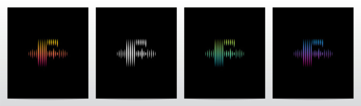 Vertical Lines Graphic Equalizer Letter Logo Design F