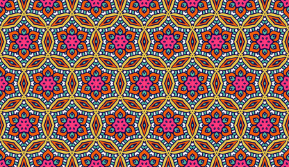 Seamless Colorful Abstract Floral Pattern Fabric Print