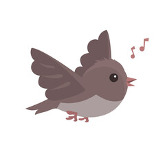 Little flying sparrow on a white background. Template for design and decoration. Vector isolated cartoon bird illustration