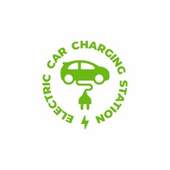 Electric car charging station symbol icon. Electric car logo sign button. Eco transport. Car energy power charge.