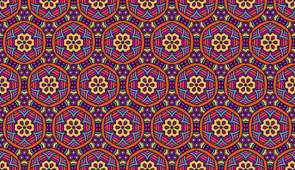 Seamless Colorful Abstract Floral Pattern Fabric Print