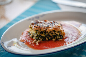 Vegetable Lasagna Served in Ocean Point Resort in St. John's Antigua