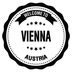 WELCOME TO VIENNA - AUSTRIA, words written on black stamp