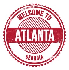 WELCOME TO ATLANTA - GEORGIA, words written on red stamp