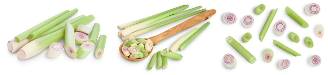 Fresh Lemongrass isolated on white background, Set or collection
