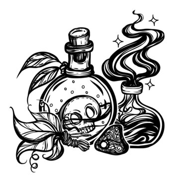 Black and grey potion bottle tattoo  Tattoogridnet
