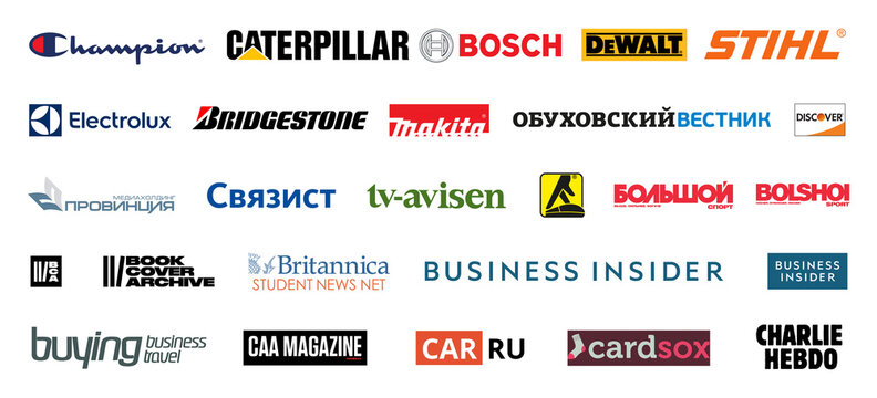 logos of news feeds and channels, press and journalism