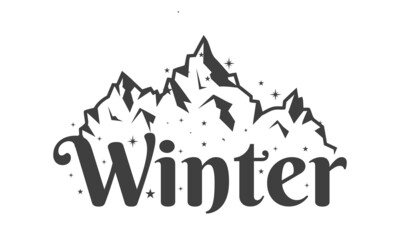 Hello, Winter, winter couple love and a typography tee shirt. Winter logos and emblems for invitations, greeting cards, t-shirt, prints, and posters Design