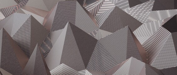 3D rendering of silver color triangle polygonal premium