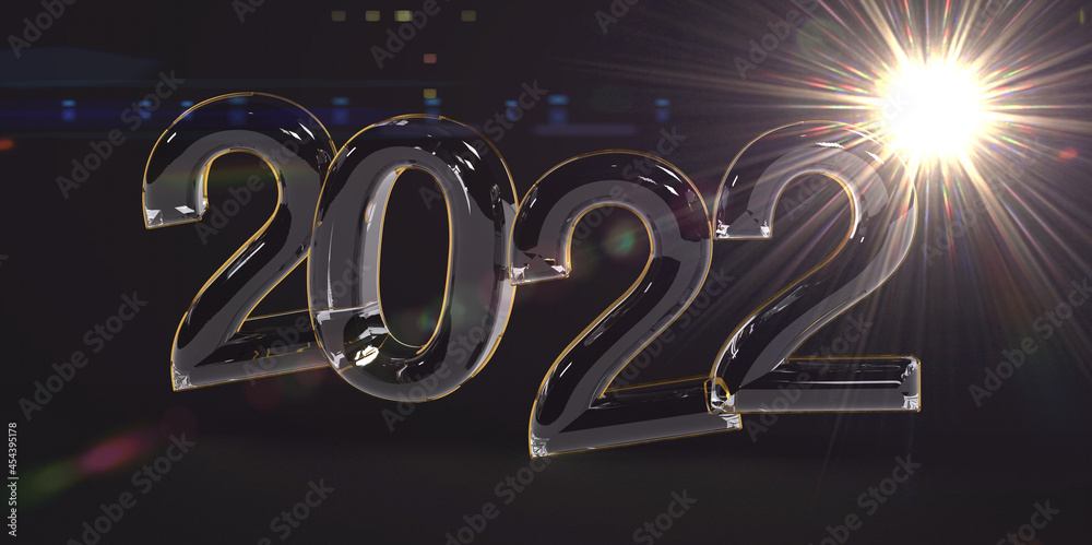 Poster new year 2022 creative design concept - 3d rendered image