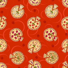 Vector seamless pattern with pizza

