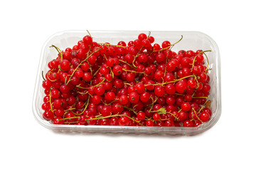 Tasty red currant isolated on white background.