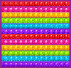 The colorful anti-stress touch toy pushes it. A fun simple game with dimples rainbow vector illustration.
