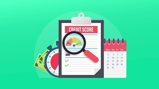Credit score document. Paper sheet chart of personal credit score information. Motion graphics