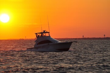 boat at sunset