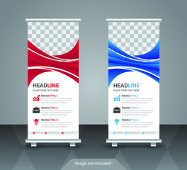 Creative business agency stands roll up banner design for your business. Roll-up template for exhibition, Corporate Business stand banner, editable roll up banner vector template