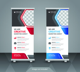 Creative business agency stands roll up banner design for your business. Roll-up template for exhibition, Corporate Business stand banner, editable roll up banner vector template
