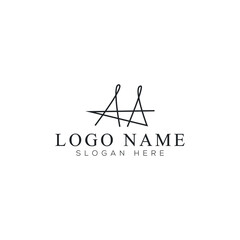 A A or aa initial handwriting logo template. Black and white signature logo concept. Hand-drawn Calligraphy lettering illustration.