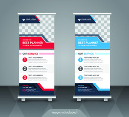 Creative business agency stands roll up banner design for your business. Roll-up template for exhibition, Corporate Business stand banner, editable roll up banner vector template