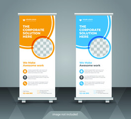 Creative business agency stands roll up banner design for your business. Roll-up template for exhibition, Corporate Business stand banner, editable roll up banner vector template