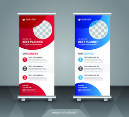Creative business agency stands roll up banner design for your business. Roll-up template for exhibition, Corporate Business stand banner, editable roll up banner vector template