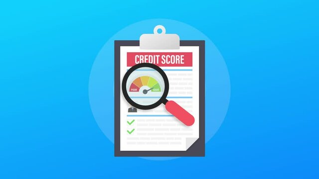 Credit score document. Paper sheet chart of personal credit score information. Motion graphics