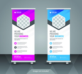 Creative business agency stands roll up banner design for your business. Roll-up template for exhibition, Corporate Business stand banner, editable roll up banner vector template