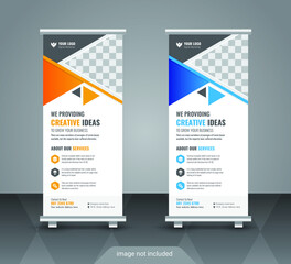 Creative business agency stands roll up banner design for your business. Roll-up template for exhibition, Corporate Business stand banner, editable roll up banner vector template