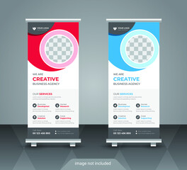 Corporate business roll up or stand banner template with abstract design