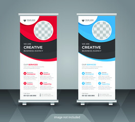 Corporate business roll up or stand banner template with abstract design
