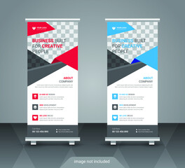 Corporate business roll up or stand banner template with abstract design