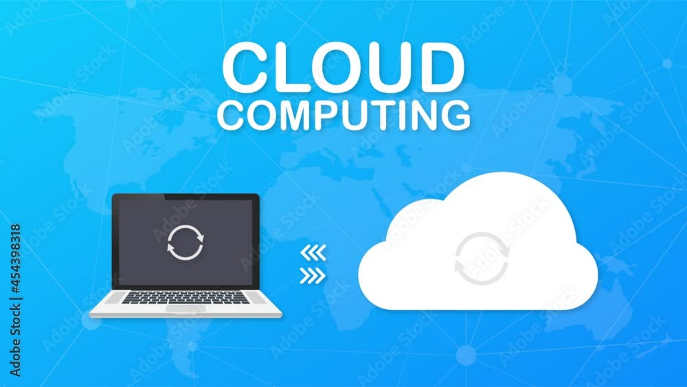 Wall mural hosting cloud concept with computer, smartphone and tablet , cloud computing technology. motion grap