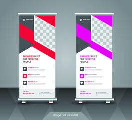 Corporate business roll up or stand banner template with abstract design